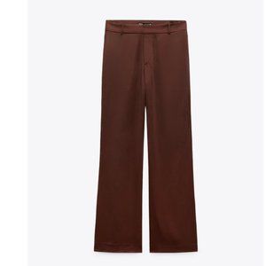 ZARA Silky Brown Pants TALL 33'  inseam NWT